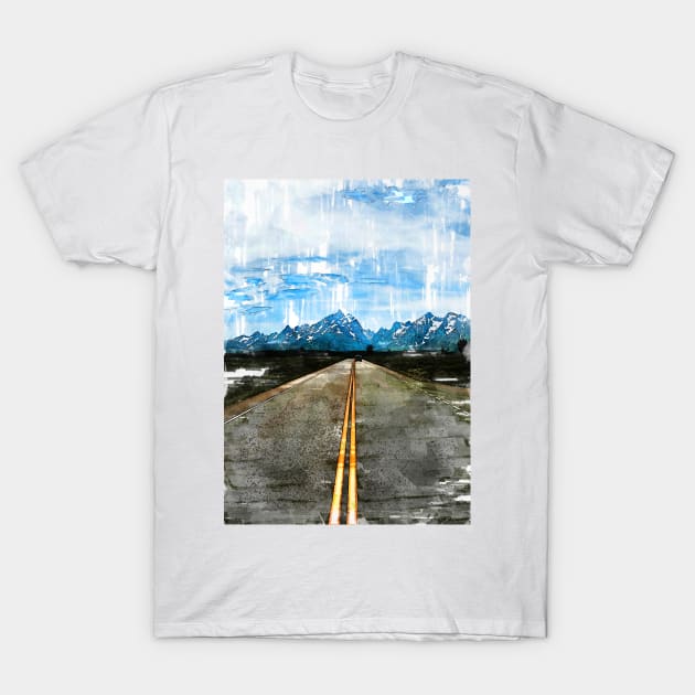 Straight Road Grand Teton USA - For Travelers T-Shirt by ColortrixArt